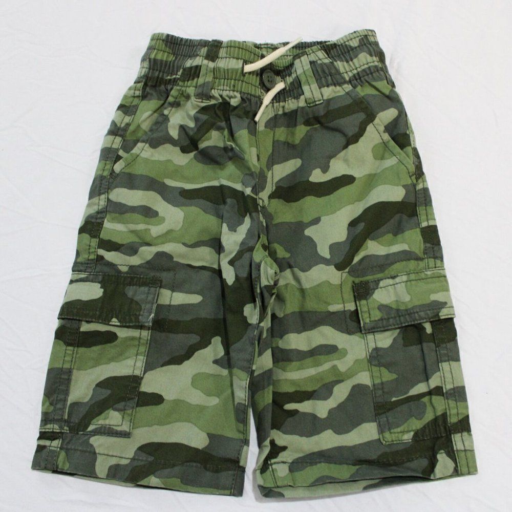 Children's Place Tactical Cargo Long Shorts Olive Camo Size 14